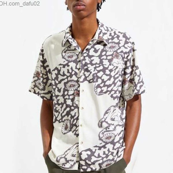 

men's sweaters men's shirt printed mesh transparent standing neck long sleeve street clothing men's clothing 2023 fashion cas, White;black