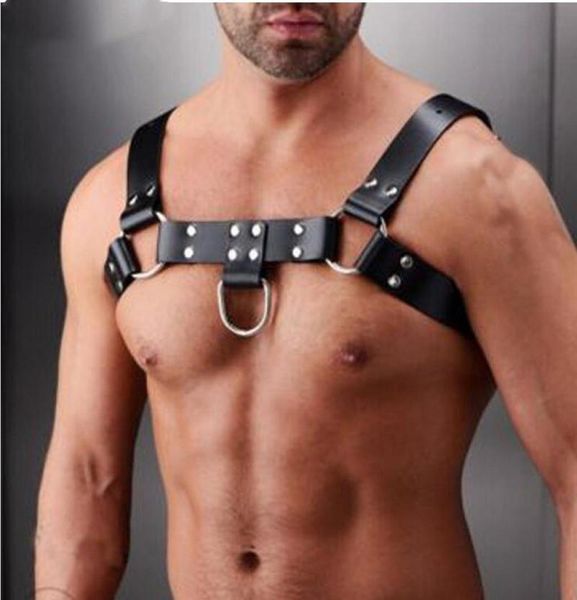 

men039s harness bondage restraints leather belt correction band goth straps harness fetish clubwear toys man shoulders4392939, Black;blue