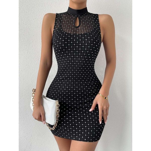 

mesh sleeveless dress womens ball skirt, Black;gray