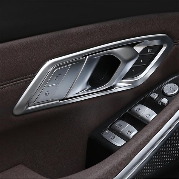 

car styling inner door bowl decoration frame cover trim for bmw 3 series g20 g28 2020 lhd interior abs stickers310b