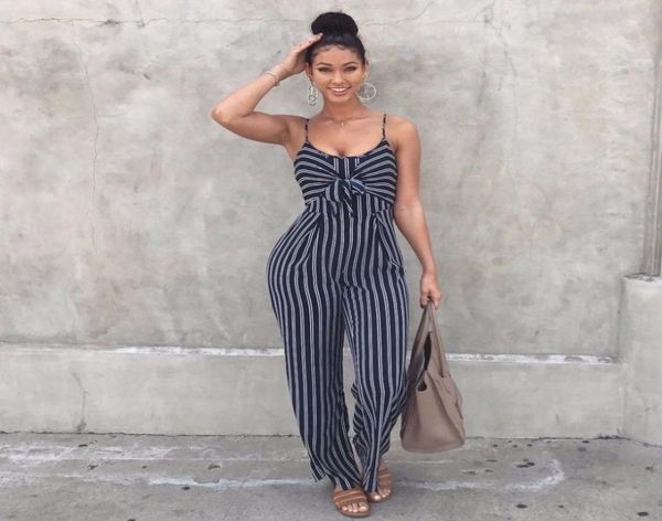 

womens navy stripe sleeveless jumpsuit summer ladies fashion romper clothes5031312, Black;white