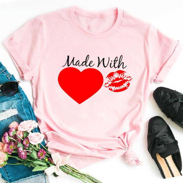 

summer new short sleeve lip print pattern minimalist short sleeve t-shirt, White