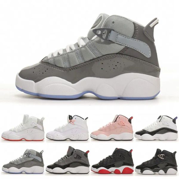 

2023 jumpman 6s basketball kid shoes for boys girls children toddler cool grey bred 6 rings sport trainer youth kids athletic outdoor sneake, Black