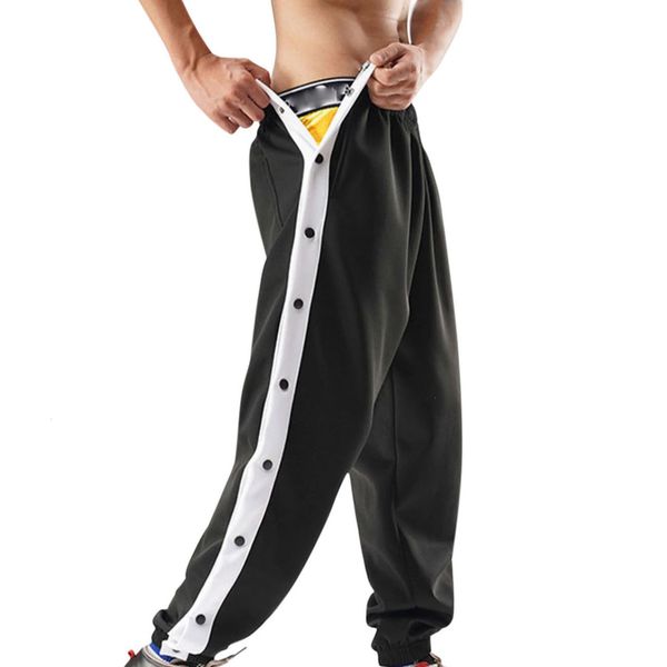 

men s pants men training loose basketball warm up open leg breathable polyester tear away elastic waist with pockets button design 230721, Black