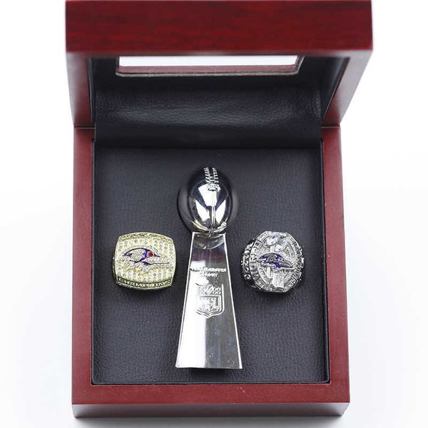 

2000 2012 baltimore crow championship ring 2 pieces plus trophy box, Silver