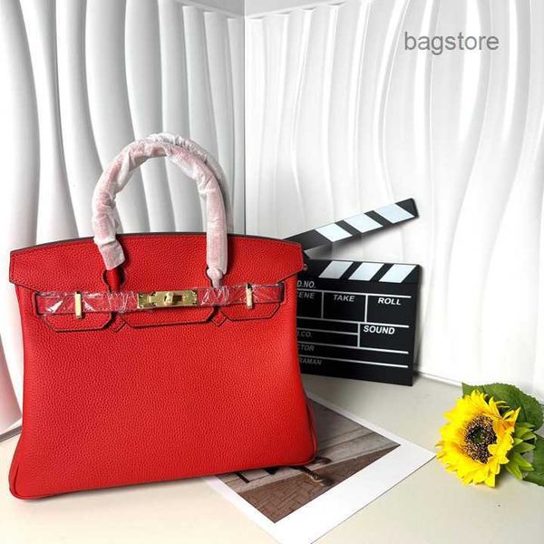 

birkins designer girl bag classic tote bags birkinn layer cowhide classic bk 25/30cm lychee pattern bright red handbag tote handbags
