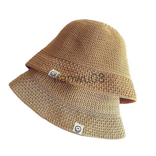 

kids' sunblock maxsitiu children breathable cotton knitting bucket hat girl concise solid smiling facen fisherman basin cap fashion kid, Blue