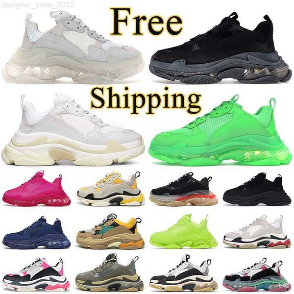 

2023 triple s designer casual shoes luxury platform sneakers clear sole black white pink neon green fluo yellow blue mens outdoor sneaker tr