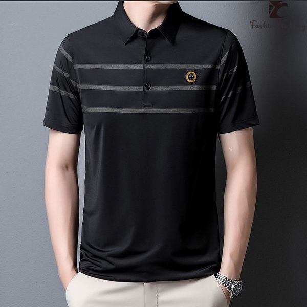 

men's polos summer short sleeve tshirt ice silk business polo tee shirt shirts 230720, White;black