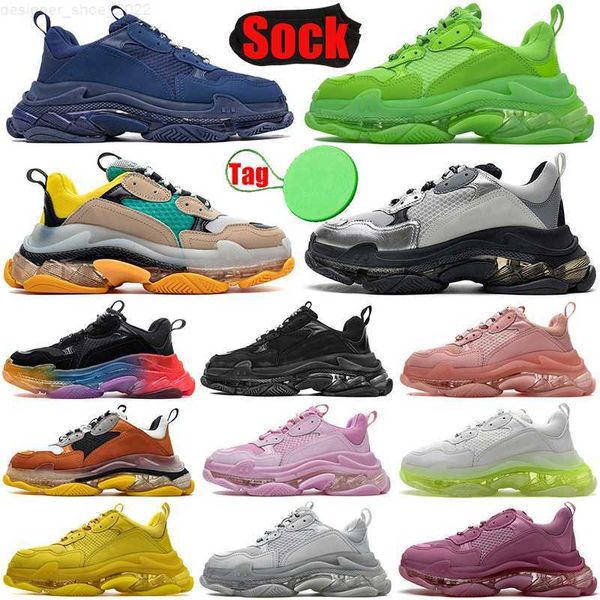 

designer shoes triple s clear sole for grey pink green men women casual platform sneakers black white mens trainers shoe luxury plate-forme