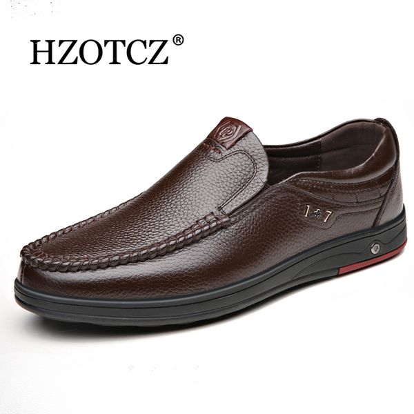 

dress shoes genuine leather shoes men loafers slip on business casual leather shoes classic soft moccasins hombre breathable men shoes flats, Black