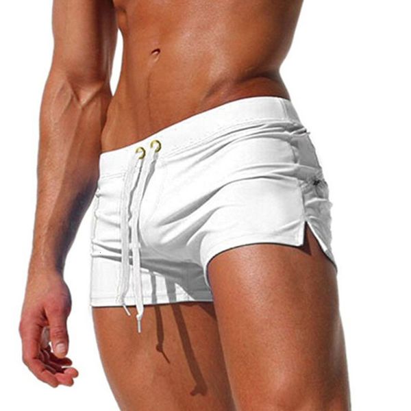 

men's shorts mens swimwear solid swim trunks summer beach board shorts quick dry mens running surfing swimming shorts men sportwear 230, White;black