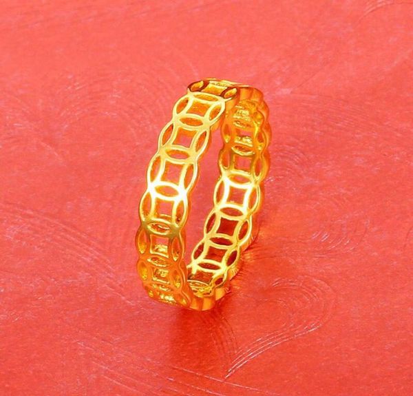 

mgfam 253r china ancient coin style round hollow rings jewelry for women classic 24k pure gold plated original design6832914, Golden;silver