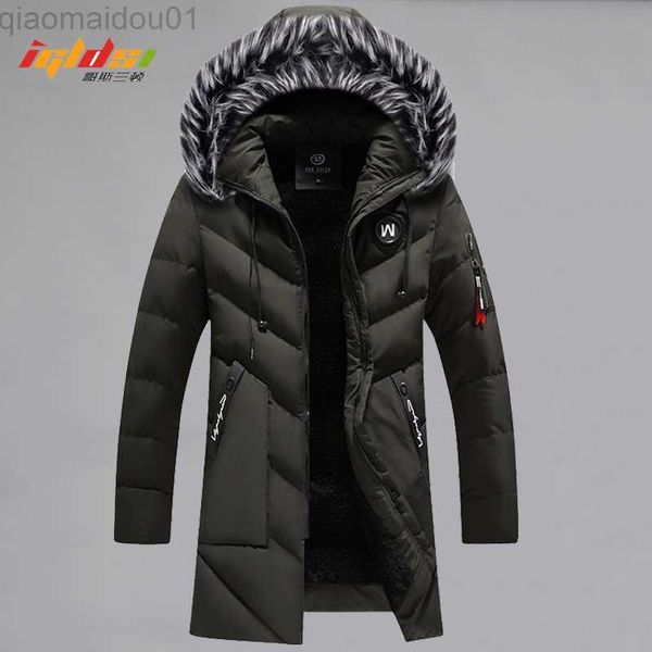 

men's jackets men's winter casual thick fleece long parkas windproof warm fur collar jacket coat male fashion hooded outdoor cotto, Black;brown