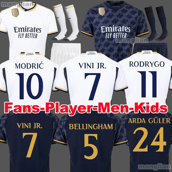 

23 24 vini jr bellingham final soccer jerseys camavinga alaba real madrids shazard asensio modric marcelo football shirt 2023 2024 camiseta, Black;yellow