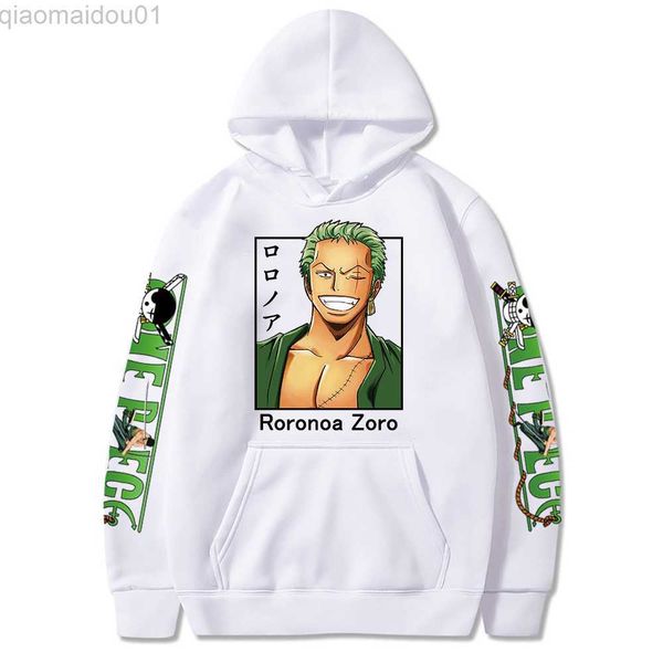 

men's hoodies sweatshirts anime one piece roronoa zoro printed men women hoodie streetwear casual sweatshirts l230721, Black