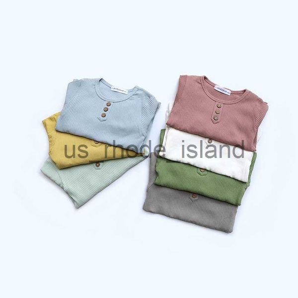 

pajamas baby clothes pajamas sets boys girls ribbed pajamas set children cotton sleepwear baby bodysuit home suit 2pcs clothes 0-6y x0721, Blue;red