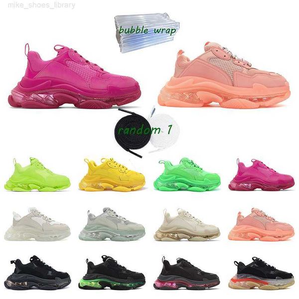 

triple s clear sole casual shoes bubble midsole black white green orange grey men women platform sports sneakers trainers