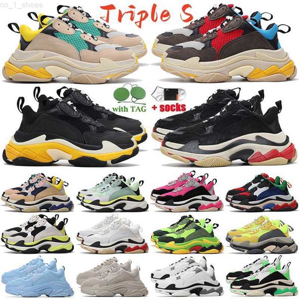 

designer triple s men for women casual shoes 17fw sneakers six-layer bottom platform black white grey red pink blue green light tan oreo men