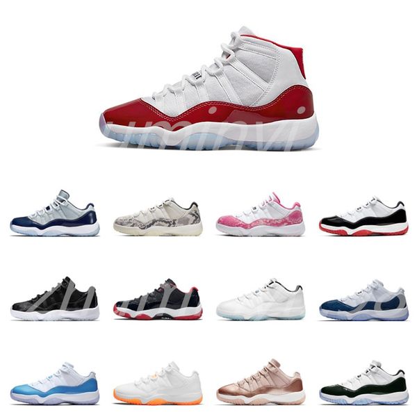 

11s basketball shoes men women jumpman 11 sports sneakers cherry cool grey 25th anniversary space jam citrus trainer snake skin leather snea, White;red