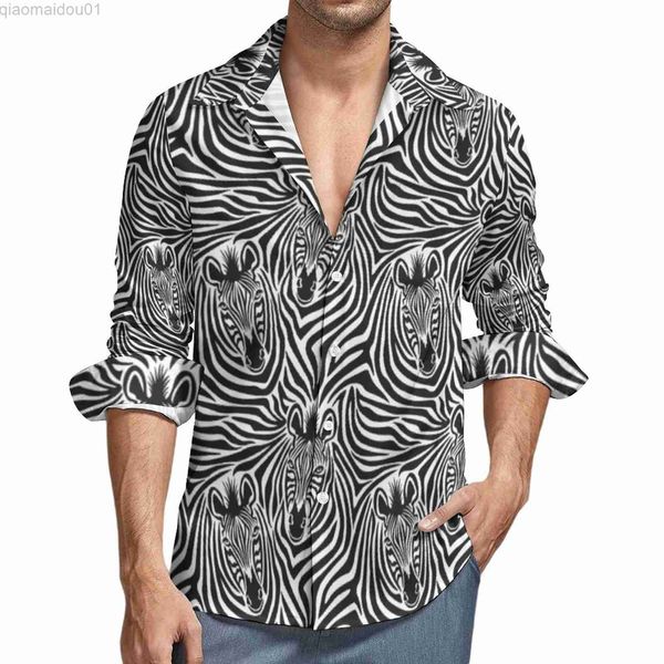 

men's casual shirts wild zebra shirt abstract animal print casual shirts long sleeve design y2k blouses autumn novelty oversized clothi, White;black