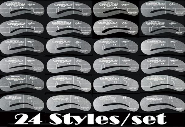 

200 packs magical 24 styles eyebrow stencil tool makeup styles eye brow template shaper make up tool8596523