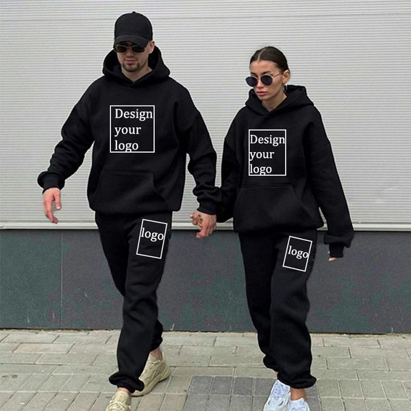 

men's tracksuits fashion couple custom wild hooded sports suit casual loose hooded sweater diy custom unique custom or picture 230720, Gray