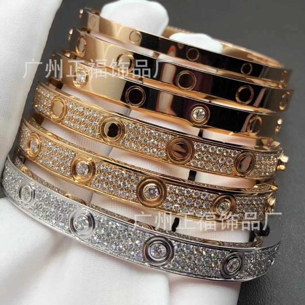 

fashionable charming all over the sky star wide narrow love screwdriver with full diamond bracelet for men and women, Golden;silver