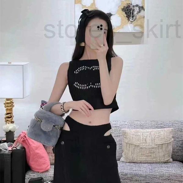 

women's tanks & camis designer temperament studded beaded sleeveless for women 2023 new acetic acid pleated design feeling black short, White