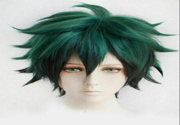 

new hero academia izuku midoriya deku short green black hybrid cosplay wig7900555