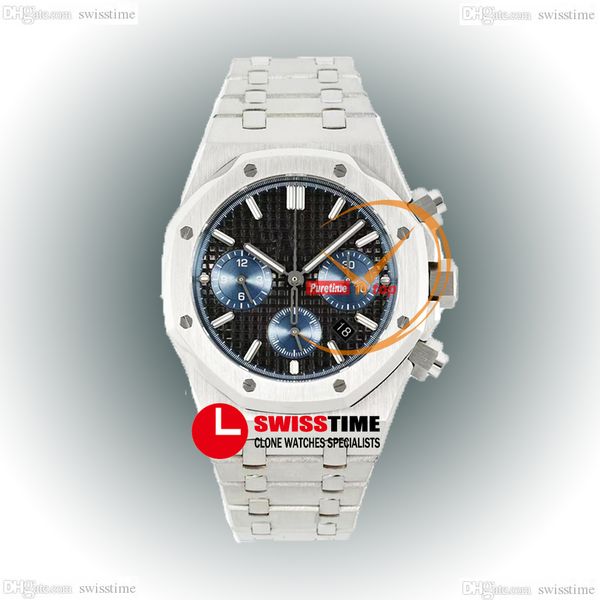 

ipf 26331 eta a7750 automatic chronograph mens watch black blue dial stick markers stainless steel bracelet super edition herrenuhr reloj ho, Slivery;brown