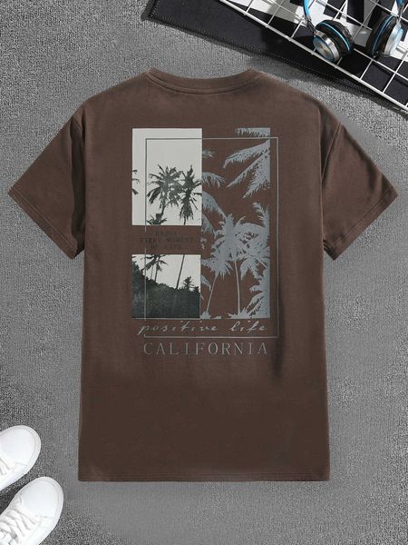 

men's fashion rsrt men cotton letter palm tree, White;black