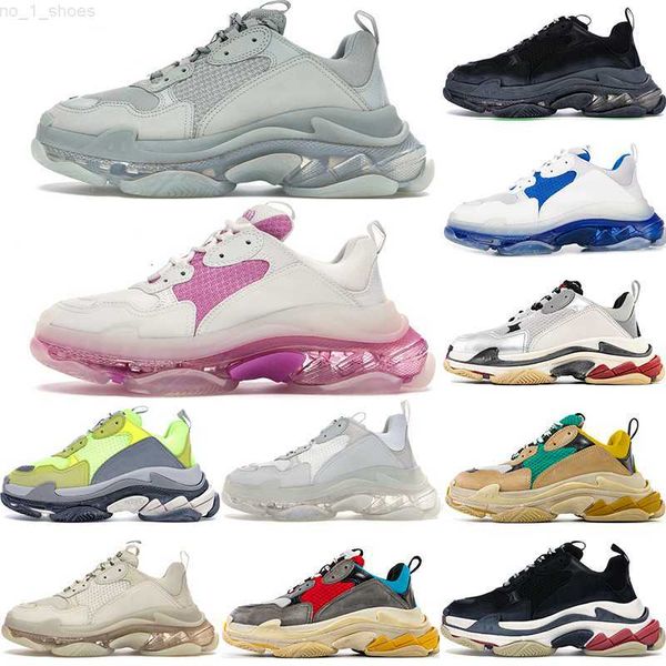 

22ss paris triple s casual shoes men's women's fashion crystal dad platform sneakers black white 17fw outdoor shoe clear bubble bo