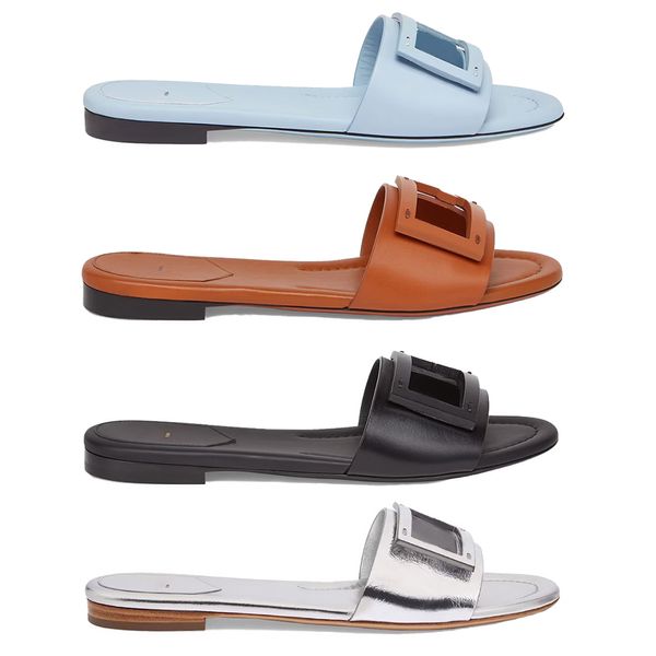 

luxury designer slide slipper for women signature confort flat rubber slipper flip flop sandal mule waterfront leather slides summer pool ou, Black