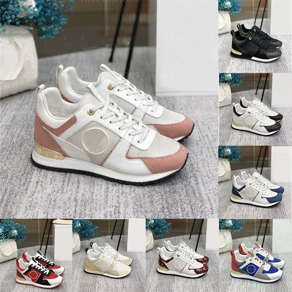 

with boxdesigners casual shoes men women flower letter calf leather patent canvas womans casual shoe technical rubber outsole run away sneak, Black