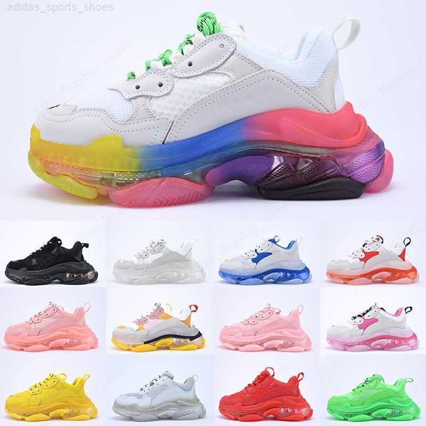 

platform triple s clear bubble midsole paris casual shoes multicolor combination chaussure mens womens fashion sneakers, Black