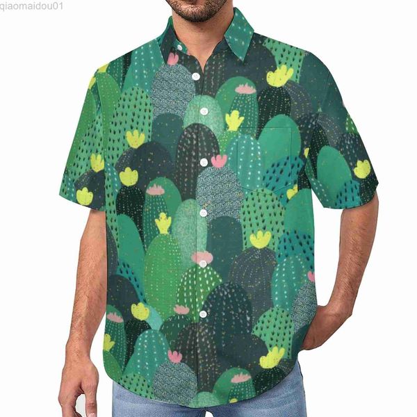

men's casual shirts tropical print casual shirt green teal cactus beach loose shirt summer novelty blouses short sleeve custom oversize, White;black