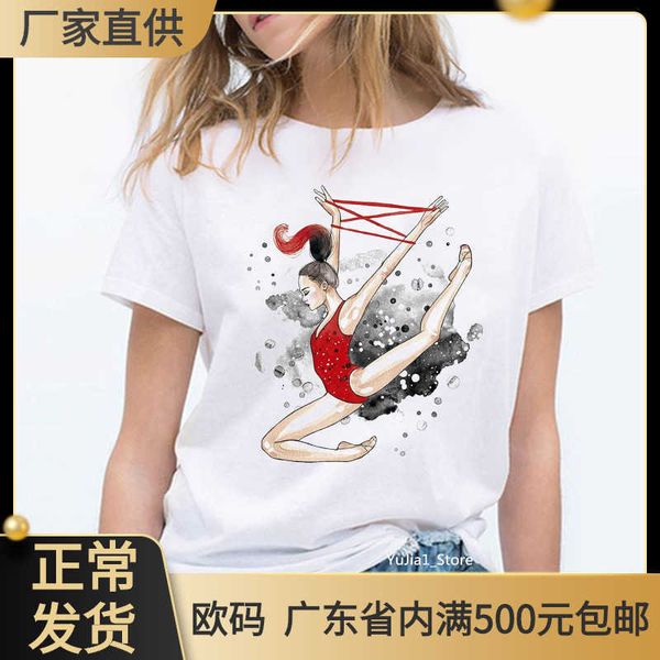 

gymnast t shirt artistic gymnast women's short sleeve t-shirt loose ins, White