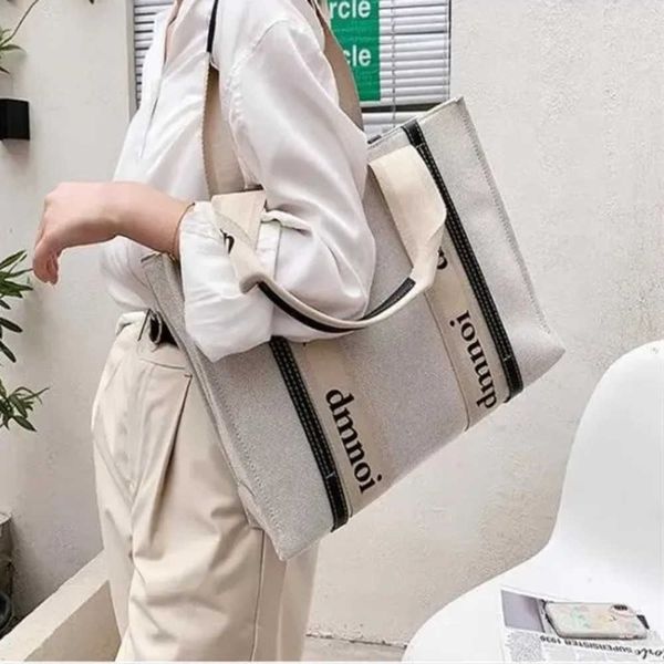 

sell home big shopping bag man women large capacity beach canvas leisure choles handbag shoulder with initial tag card