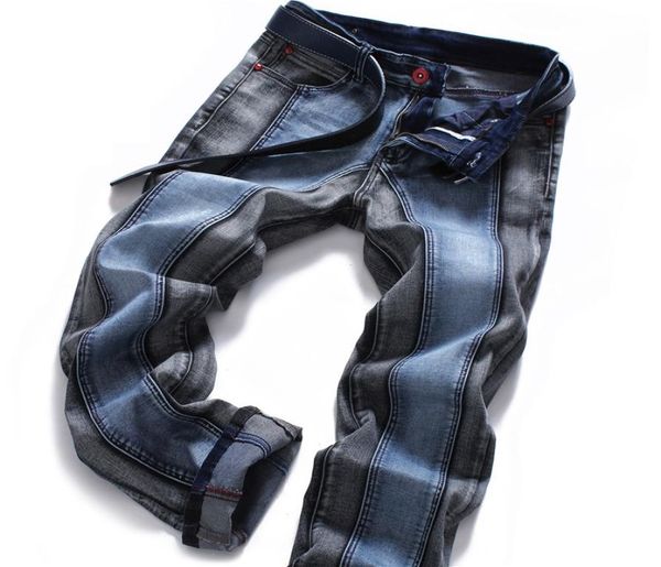 

2020 fashion new men039s rock revival straight jeans two color joining together men jeans5928085, Blue