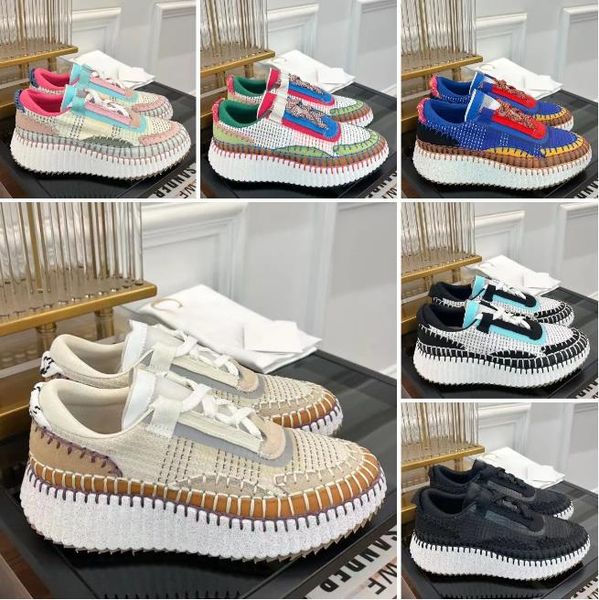 

2023 designer women casual shoes nama sneakers new pattern postage canvas rainbow sneaker running sports shoe recycled mesh fabric size 35-4, Black
