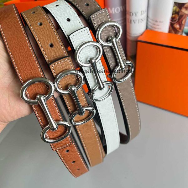 

womens belts designer h double sided belt cowhide women fashion versatile jeans dress clothes accessories belt width 2.3cm wholesale jkdy, Silver