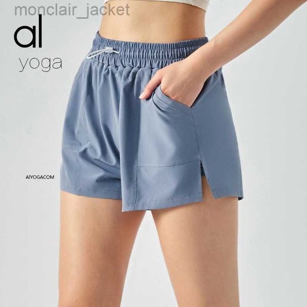 

desginer alos yoga shorts originsports shorts for women with split ends anti slip quick drying pockets fitness pants loose fit pants, White;black