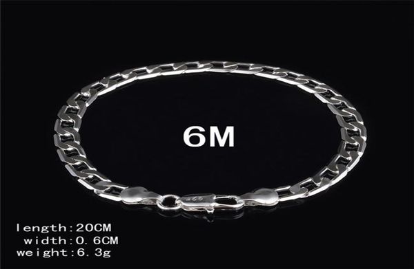 

fashion jewelry 925 sterling silver plated men figaro chain bracelet 6mm 20cm factory 5767268, Black