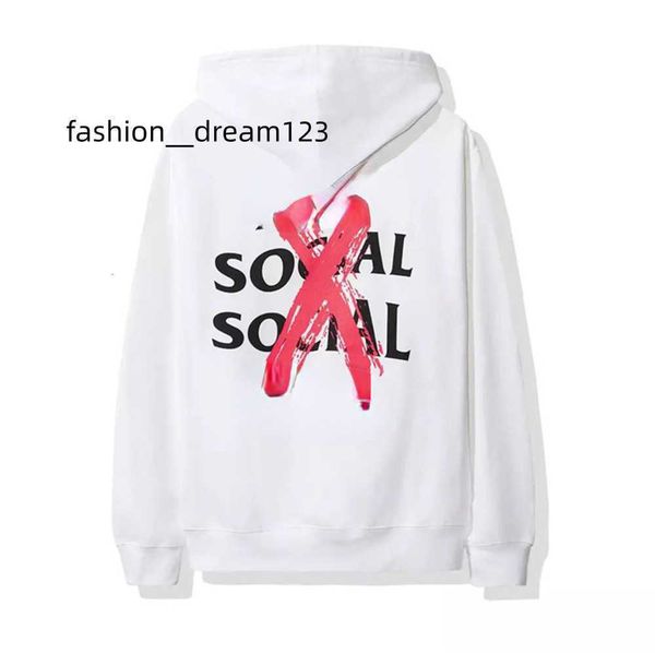 

2023 new hip hop brand hoodie cross powder plush loose pullover anti social club color jacket sunscreen designer high quality, Black
