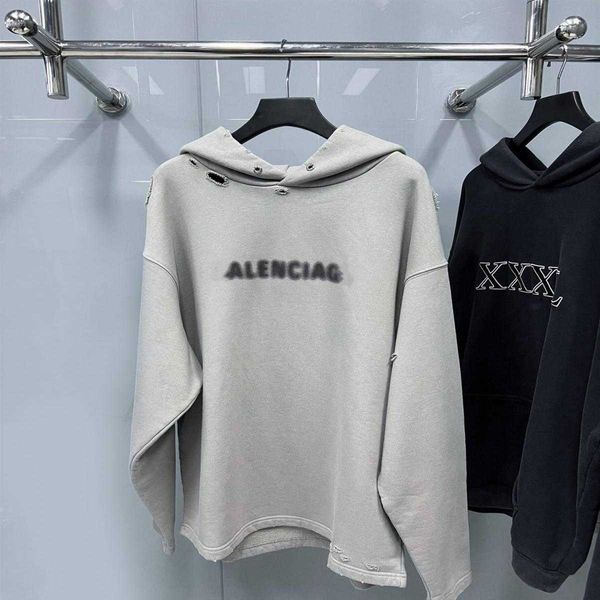 

spring and fall fuzzy letter fleece hoodie frayed vintage hoodie, flannel soft and comfortable, loose shoulders for men and women alike., Black