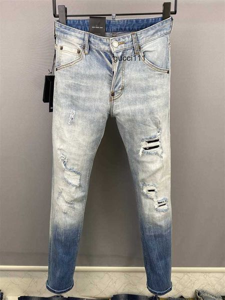 

denim mens d2 holes coolguy dsq luxury designer dsquare jeans 2 trousers jeans new biker pants arrivals mens clothing 2#9857, Blue