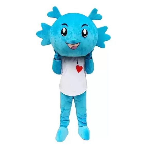 

2023 blue dragon mascot costumes halloween fancy party dress cartoon character carnival xmas easter advertising birthday party costume outfi, Red;yellow