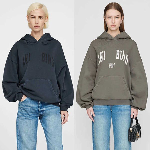 

23ss ab hoodie womens fashion classic cotton sweatshirt new letter print bing hooded pullover washed loose bing hoodies uabm, Black