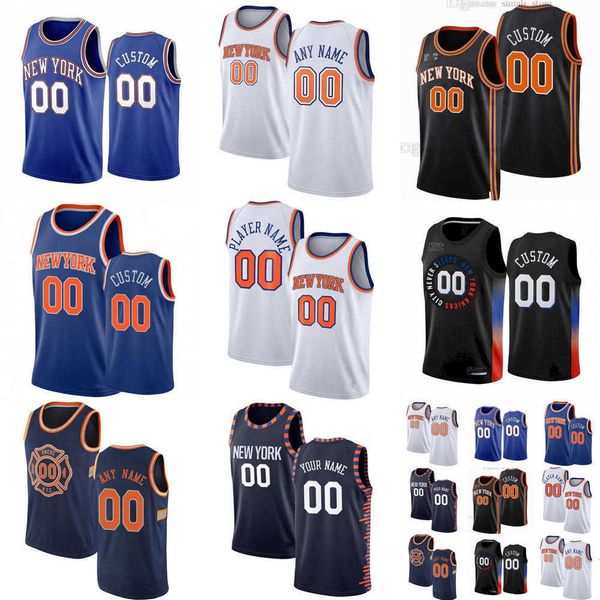 

75th custom men women youth new york''knicks''5 immanuel quickley 23 mitchell robinson 1 obi in 8 kemba walker basketbal, Black;red